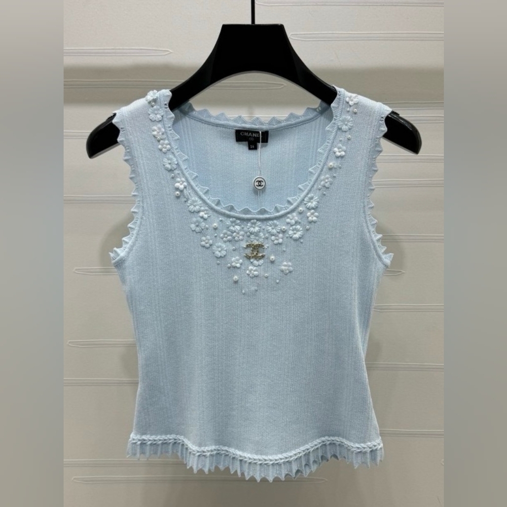 CHANEL Light Blue Crop Top